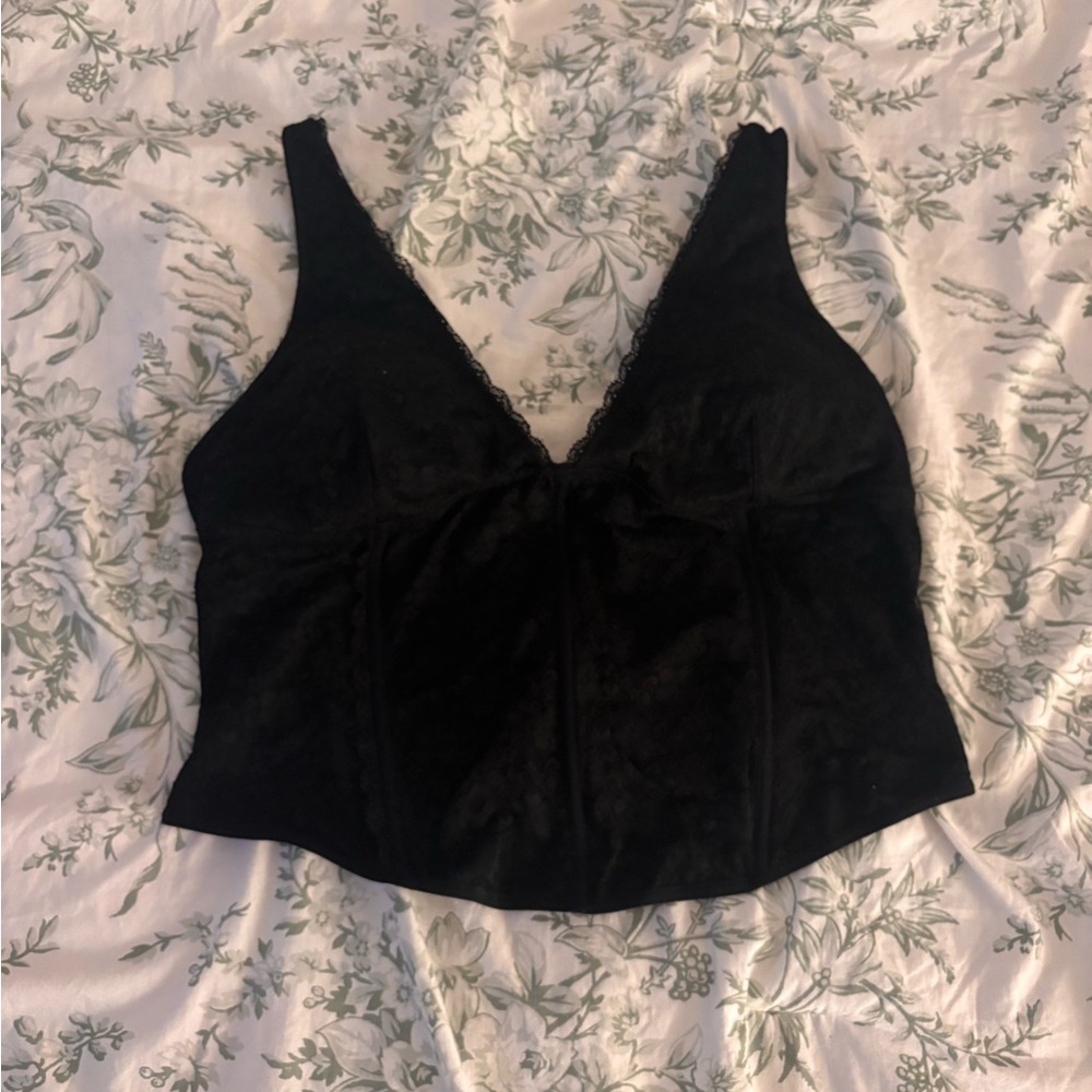 Garage Black Corset Top with Lace